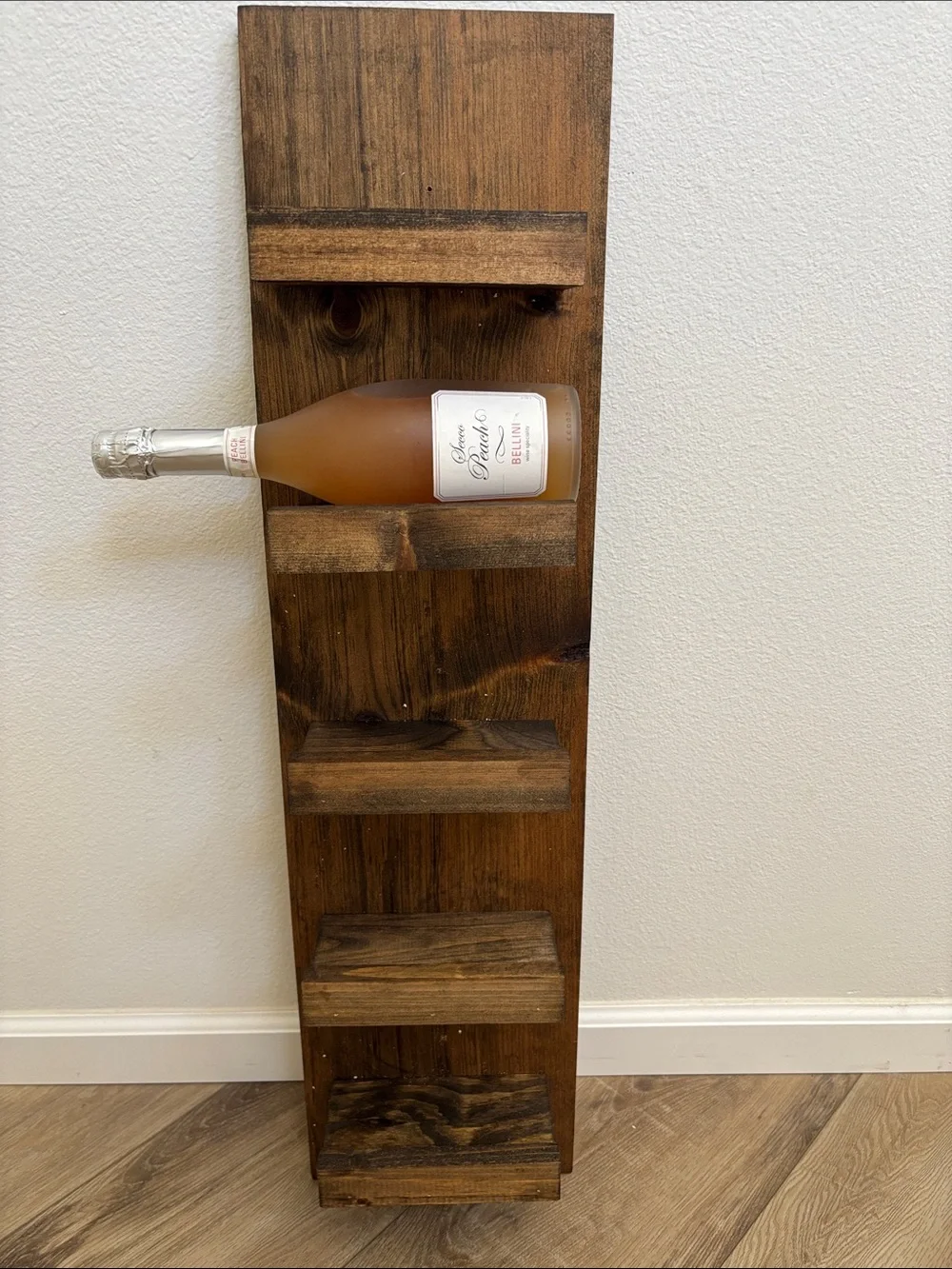 Rustic Brown Wooden Wall Wine Rack - Home Wall Decor